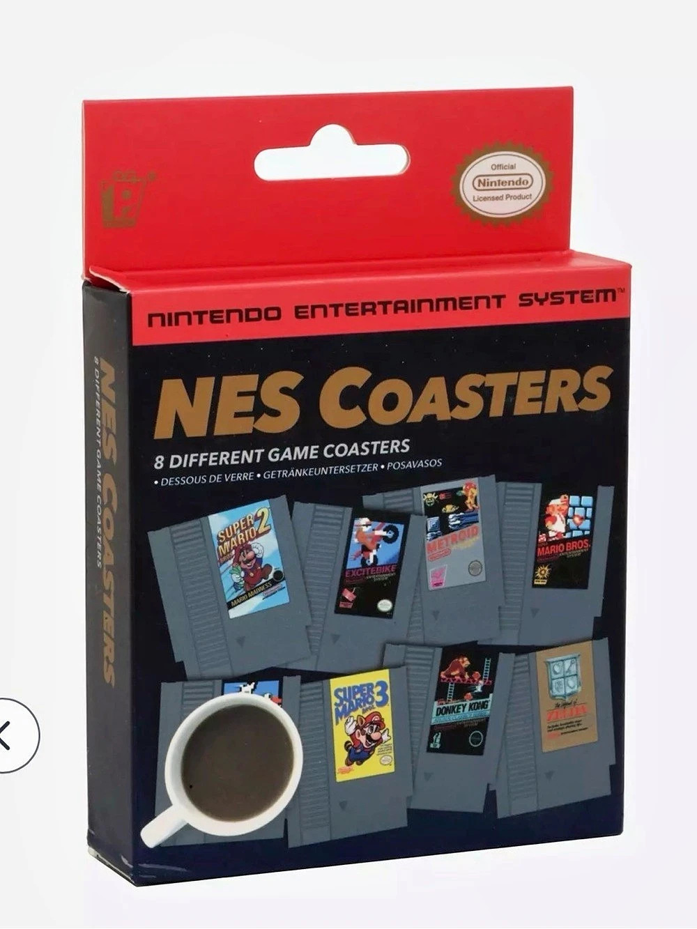Nintendo NES Coasters 8-Piece Gray & Red